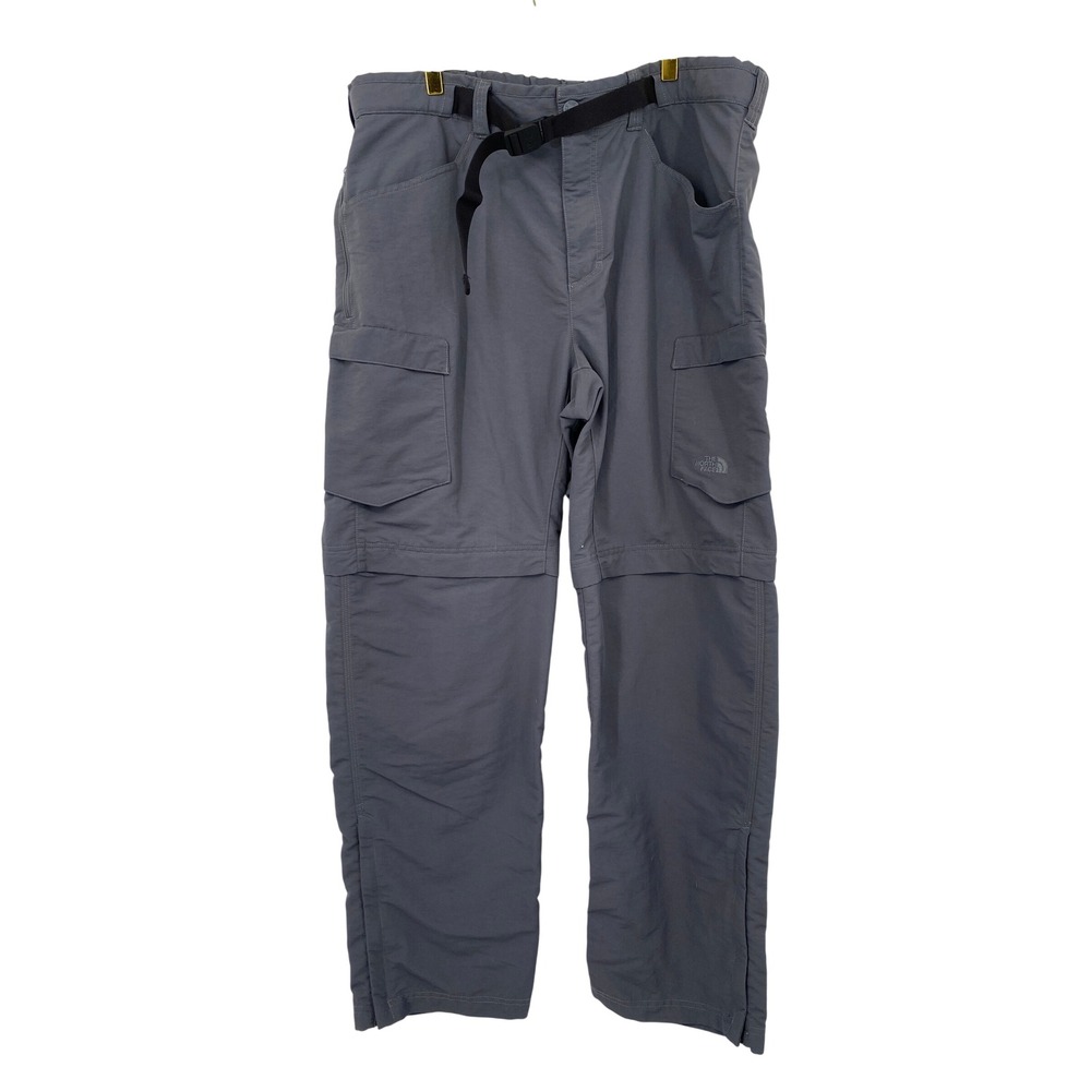 The North Face Cargo Convertible Pants Mens 40 Gray Hiking Outdoor Zip Off